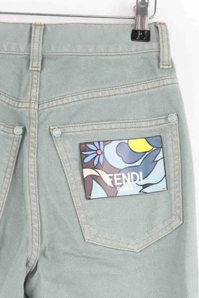 Jean droit Fendi Kaki en Coton