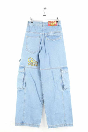 Jean droit GCDS Embroidered cargo pants Bleu en Coton