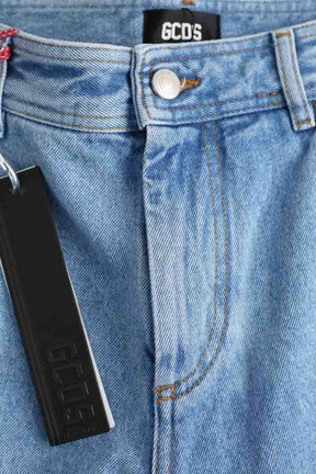 Jean droit GCDS Embroidered cargo pants Bleu en Coton