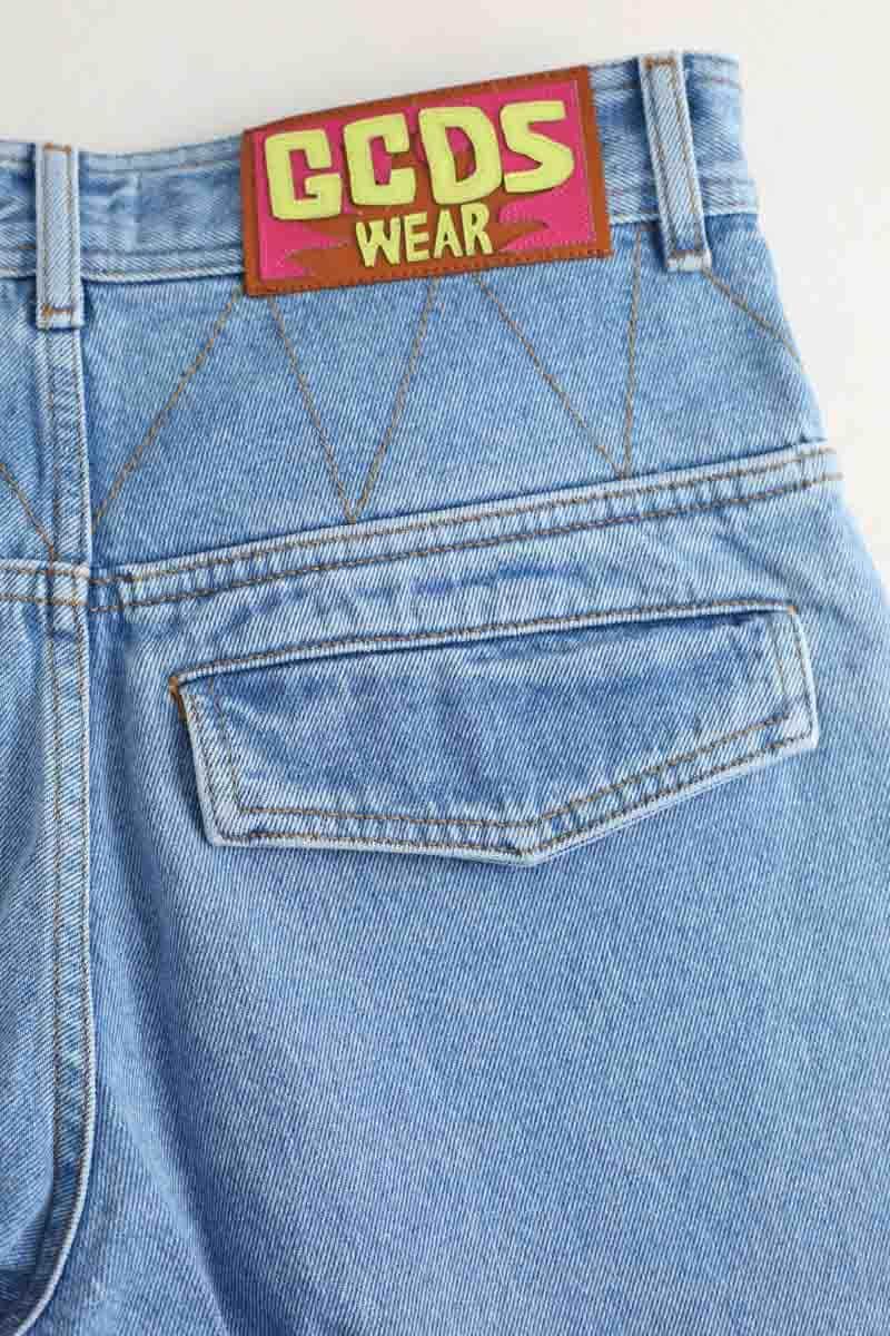 Jean droit GCDS Embroidered cargo pants Bleu en Coton
