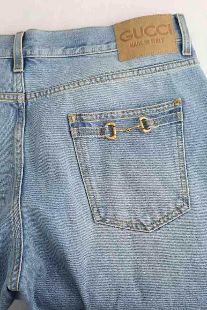 Jean droit Gucci Bleu en Coton