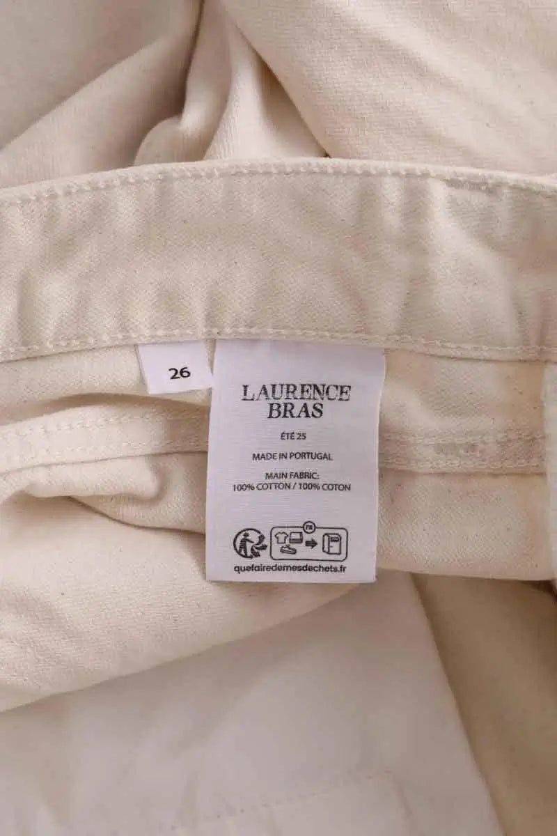 Jean droit Laurence Bras Cropped Ecru en Coton