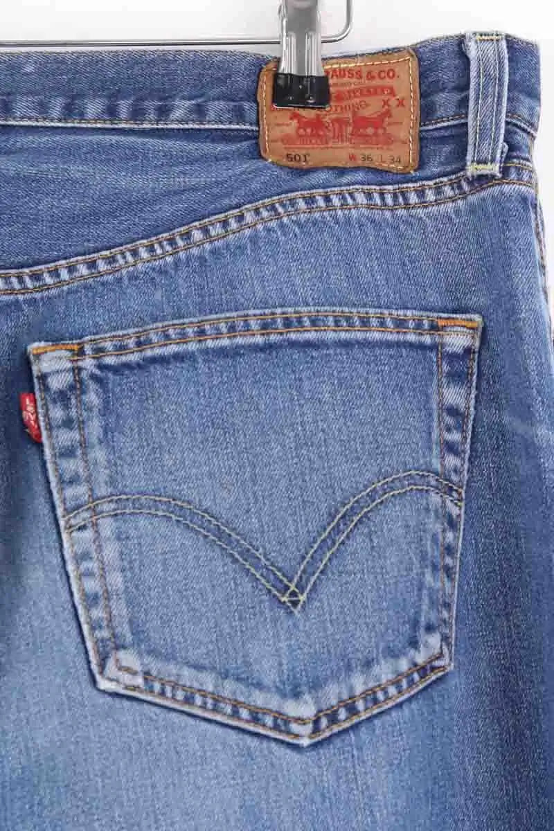Jean droit Levi's 501 Bleu en Coton