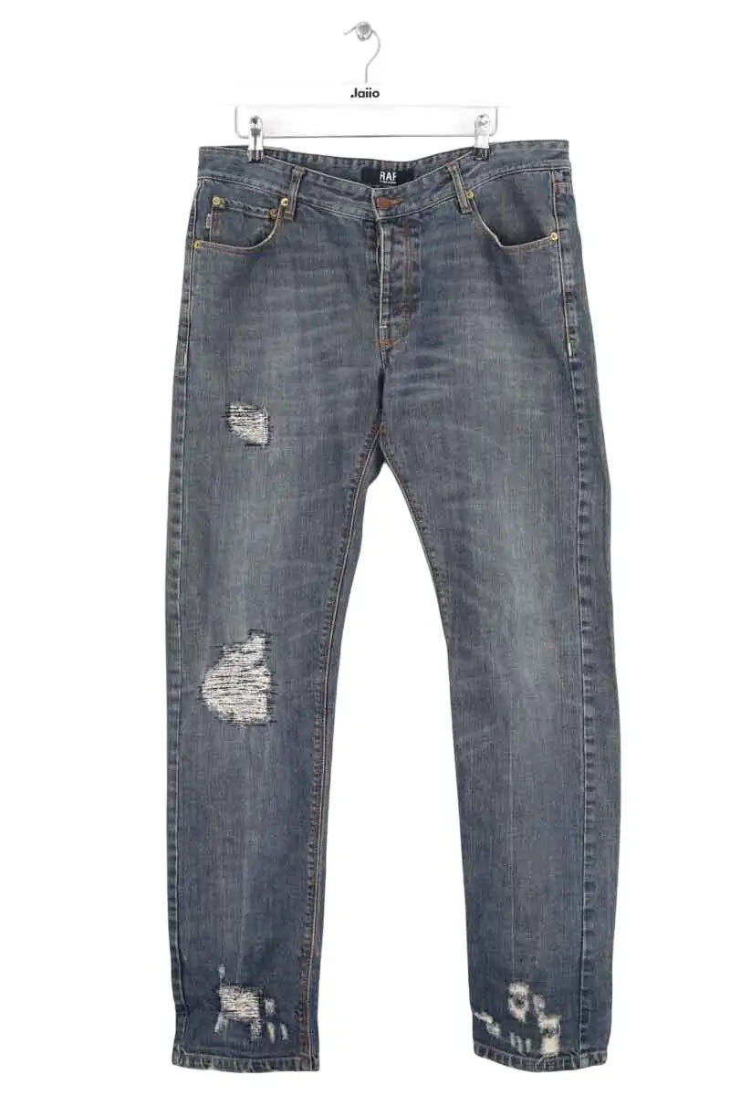 Jean droit Raf Simons Bleu en Coton, taille XL - Seconde Main