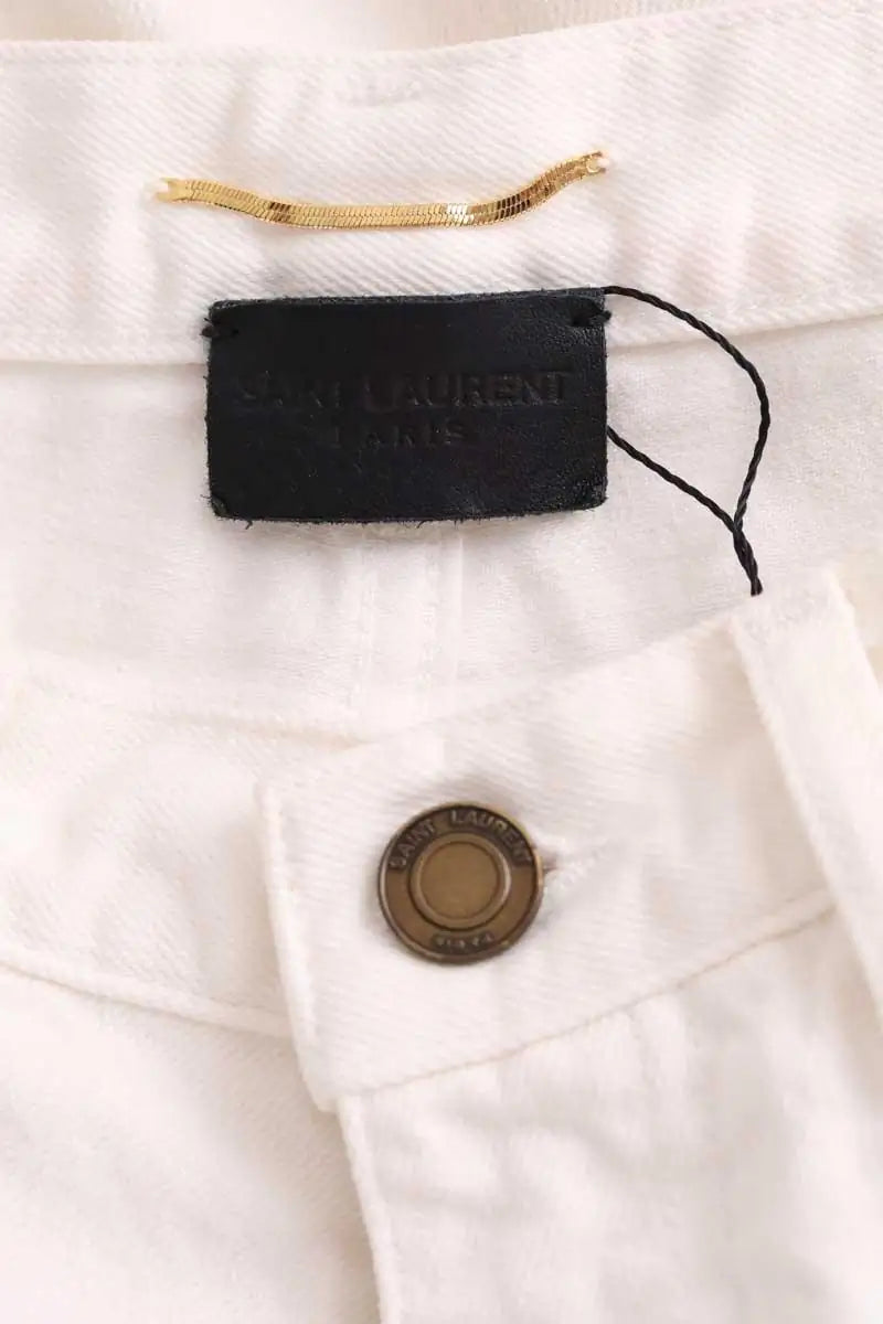 Jean droit Saint Laurent Blanc en Coton - élasthanne