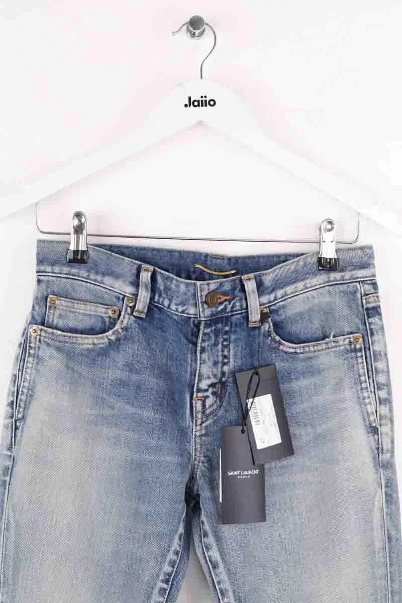 Jean droit Saint Laurent Bleu en Coton