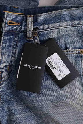 Jean droit Saint Laurent Bleu en Coton