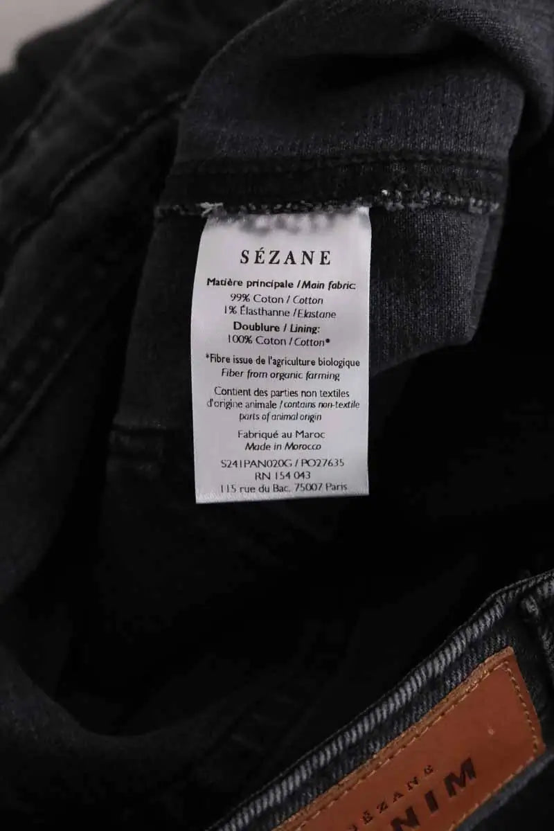 Jean droit Sézane Anthracite en Coton