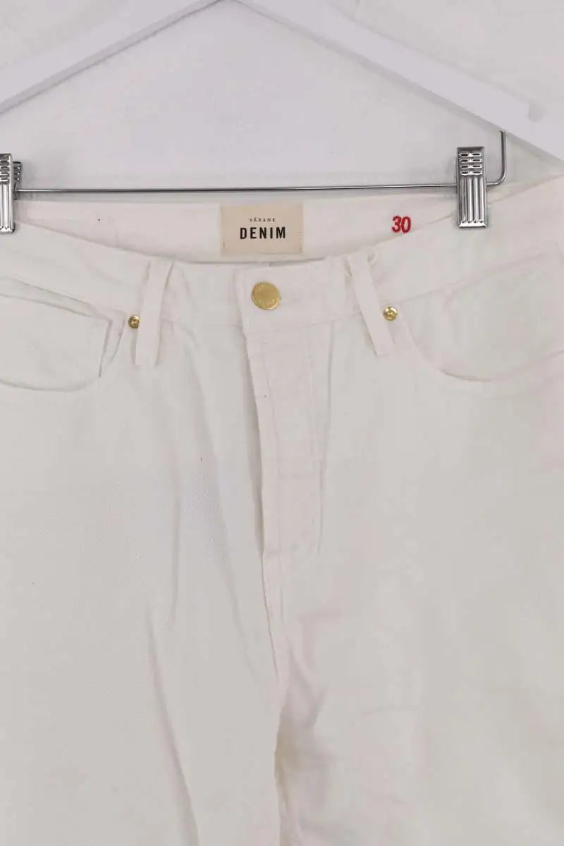 Jean droit Sézane Blanc en Coton