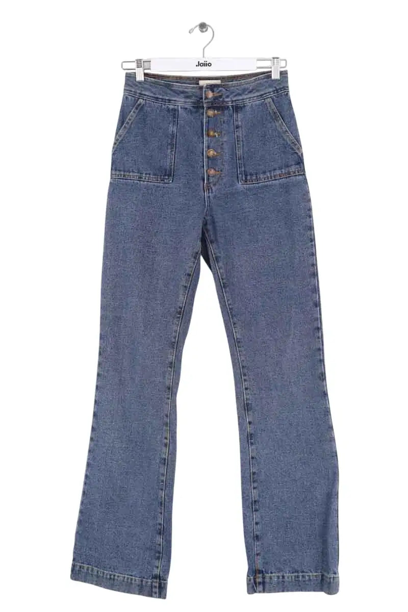 Jean droit Sézane Bleu en Coton, taille M - Seconde Main
