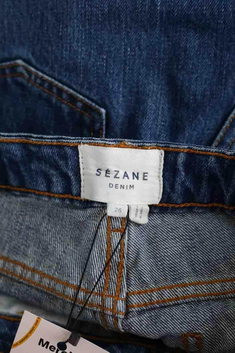Jean droit Sézane Bleu en Coton