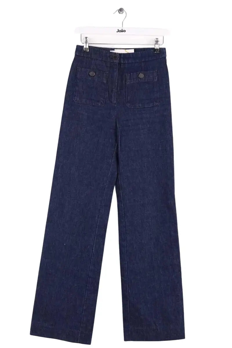 Jean droit Sézane Bleu en Coton, taille XS - Seconde Main