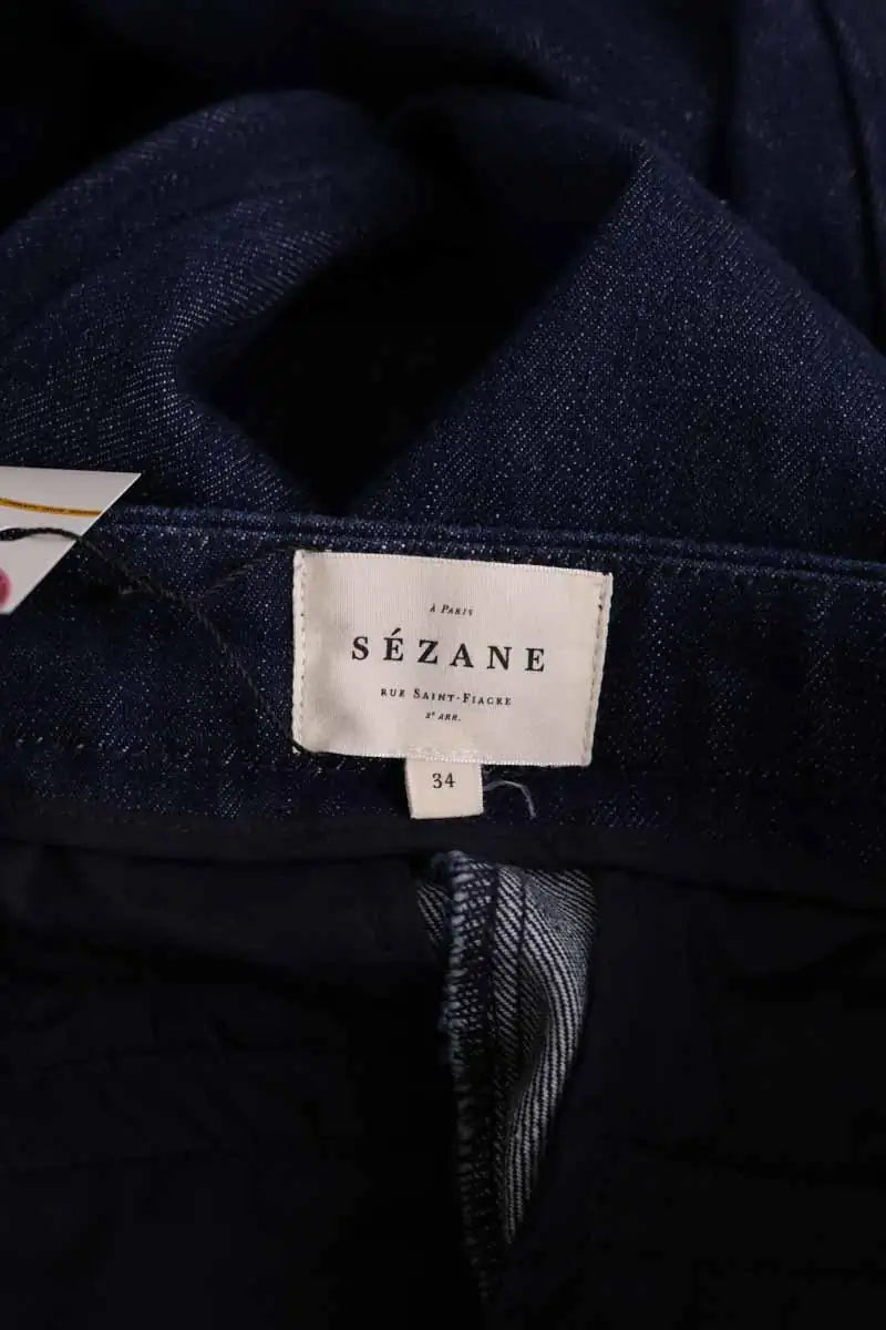 Jean droit Sézane Bleu en Coton