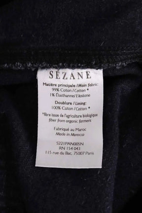 Jean droit Sézane Noir en Coton
