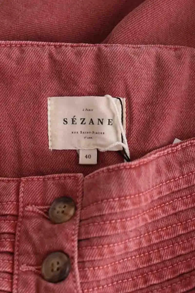 Jean droit Sézane Rose en Coton