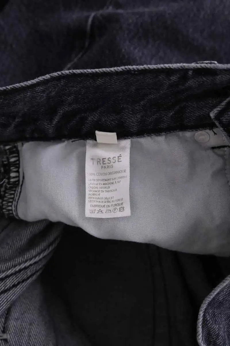 Jean droit Tresse Anthracite en Coton