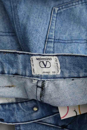 Jean droit Valentino Bleu en Coton