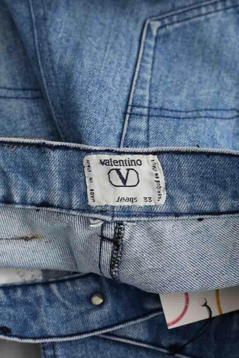 Jean droit Valentino Bleu en Coton