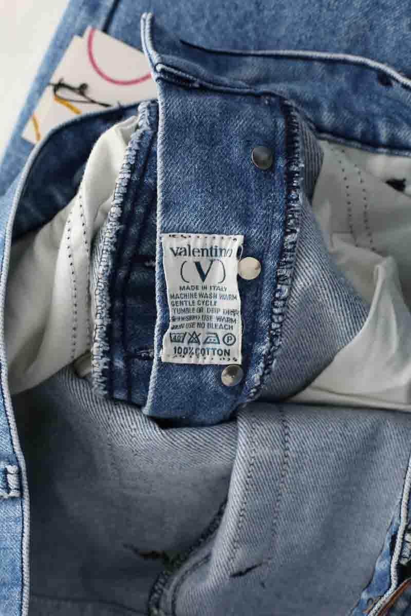 Jean droit Valentino Bleu en Coton