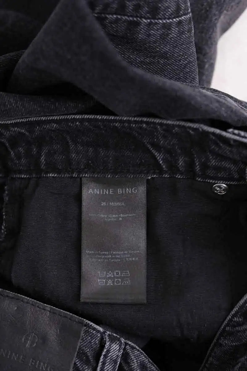 Jean large Anine Bing Noir en Coton