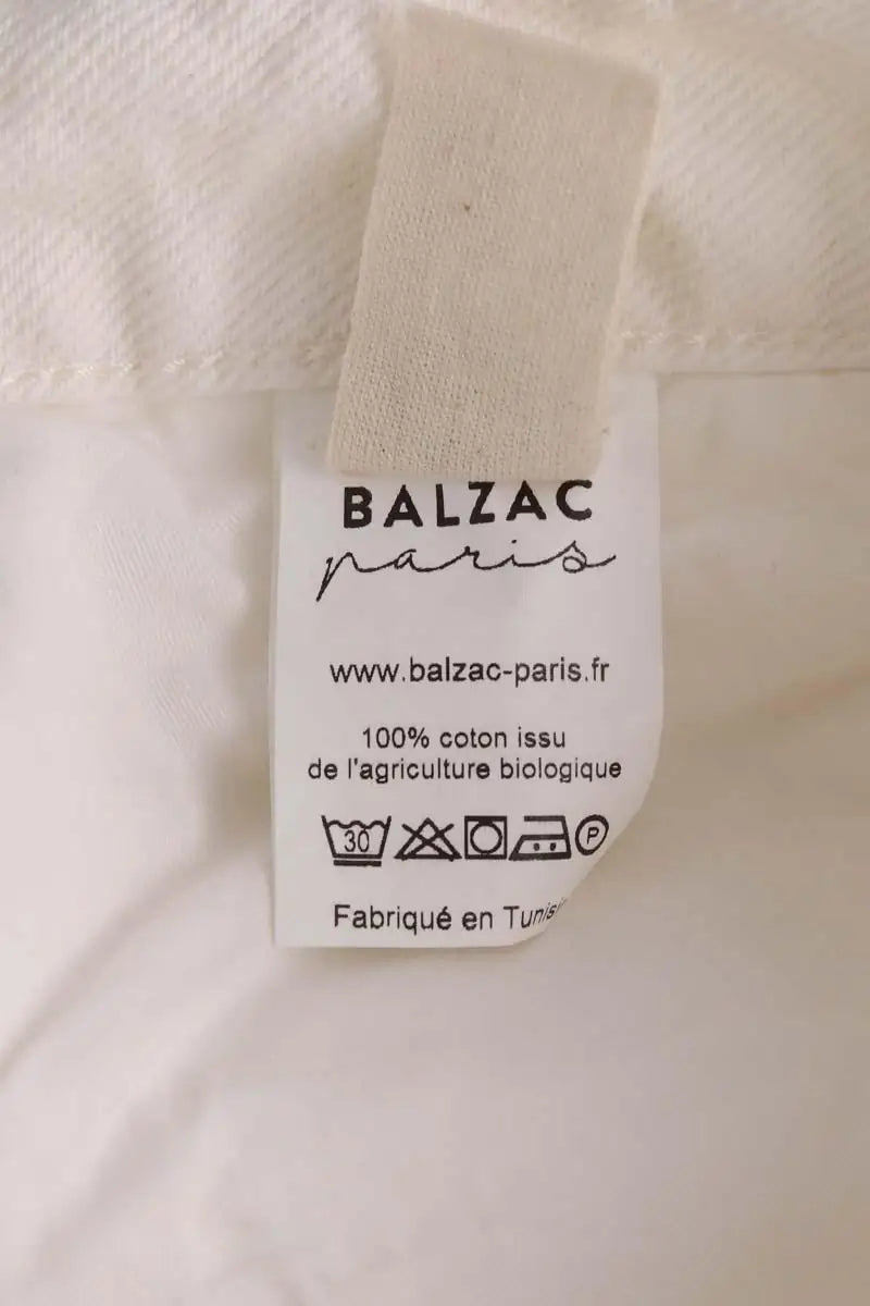 Jean large Balzac Blanc en Coton