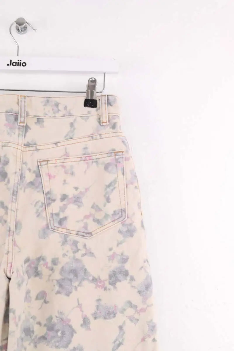 Jean large Ganni Ecru en Coton