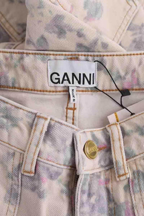 Jean large Ganni Ecru en Coton