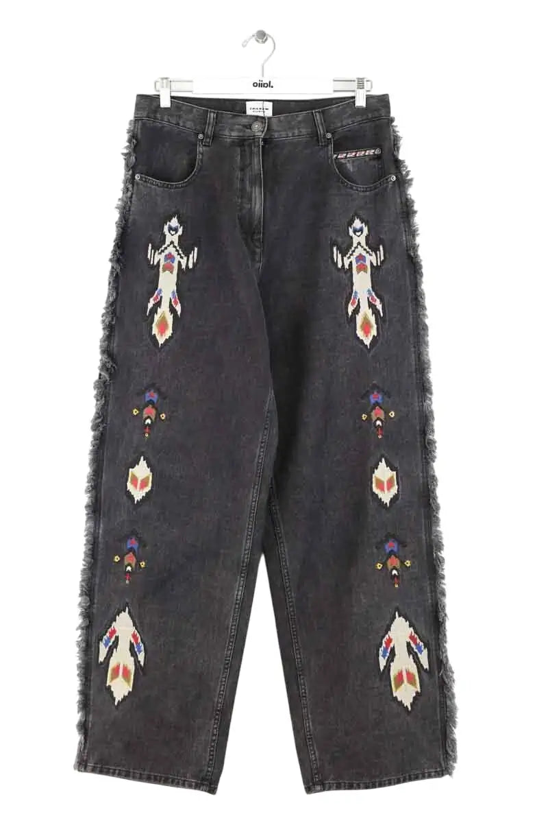 Jean large Isabel Marant Étoile Noir en Coton, taille XL - Seconde Main