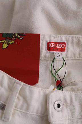 Jean large Kenzo Solid sumire cropped Blanc en Coton