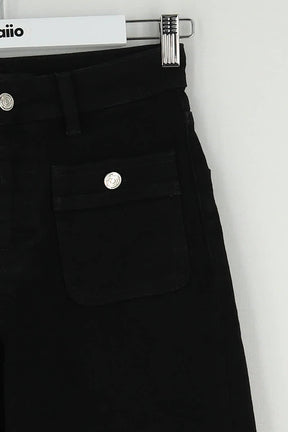 Jean large Maje Noir en Coton
