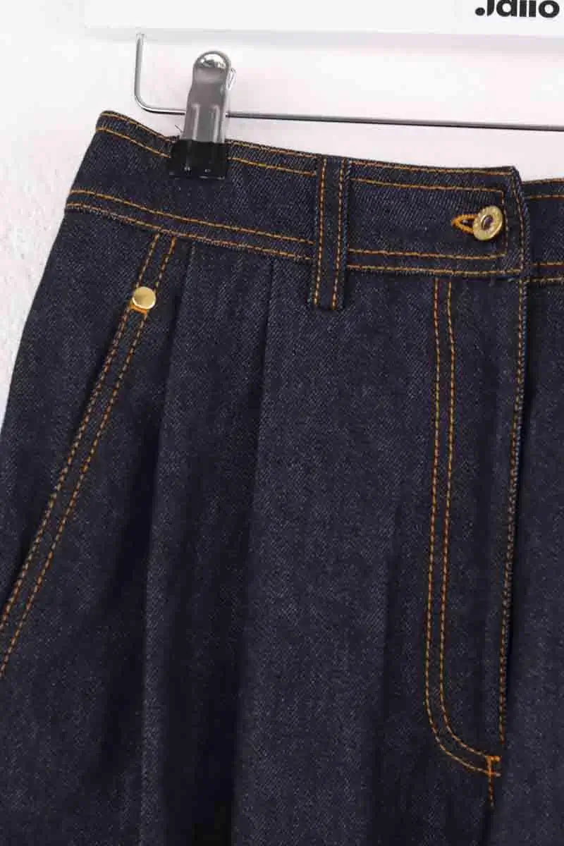Jean large Natan Marine en Coton