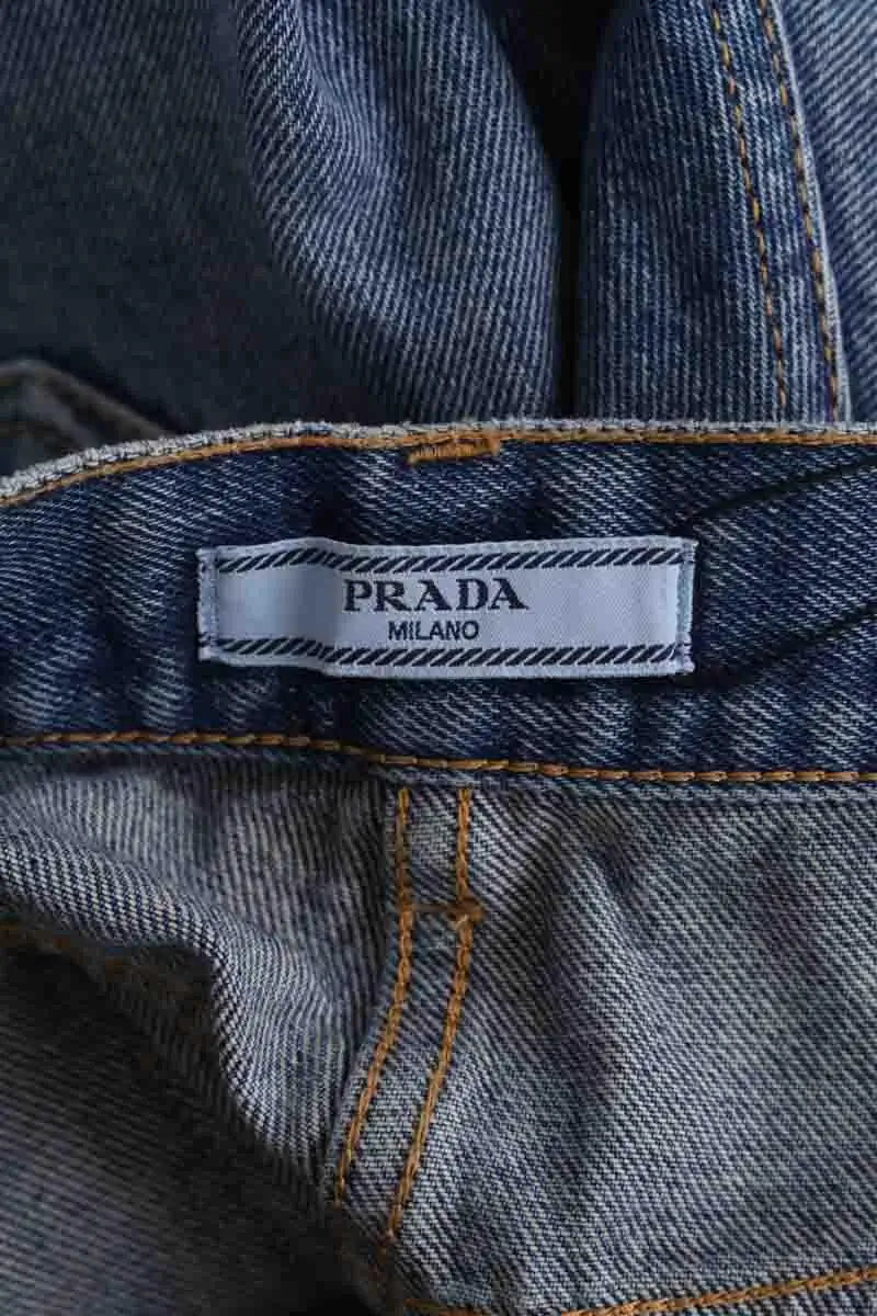 Jean large Prada Bleu en Coton