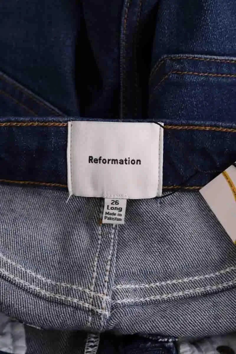 Jean large Reformation Bex Super Stretch High Rise Wide Leg Long Jeanss Bleu en Coton - élasthanne