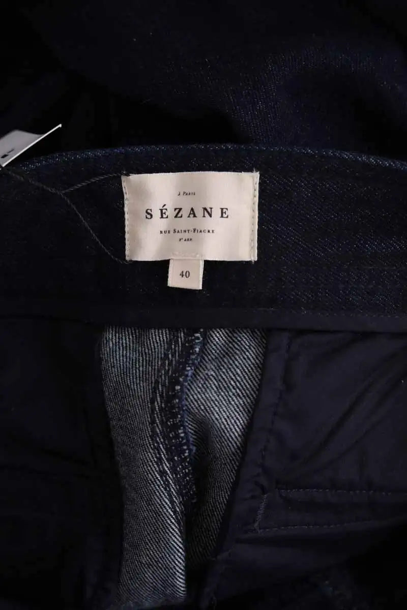 Jean large Sézane Bleu en Coton