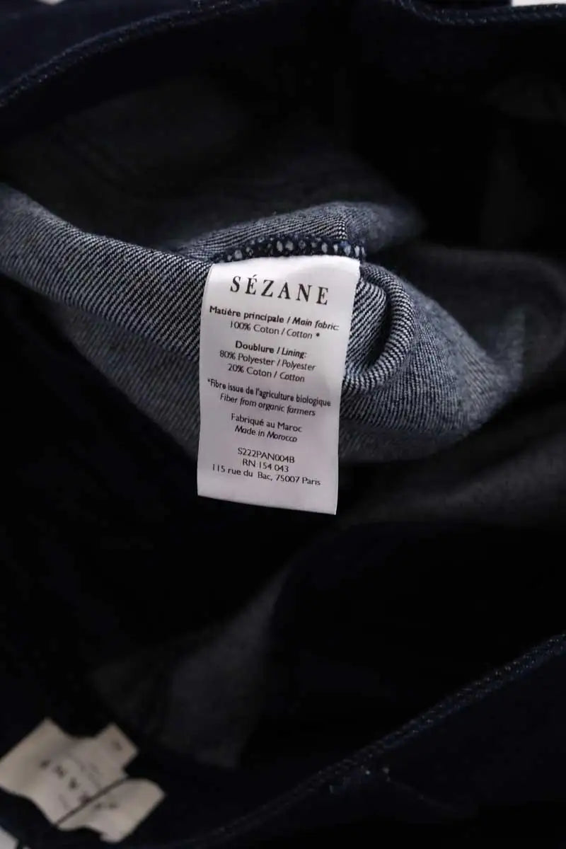 Jean large Sézane Bleu en Coton