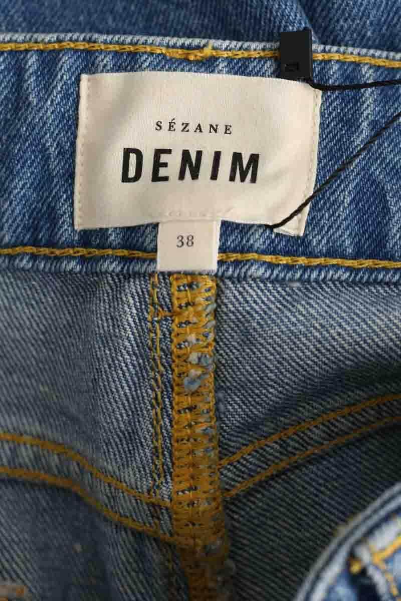 Jean large Sézane Bleu en Coton