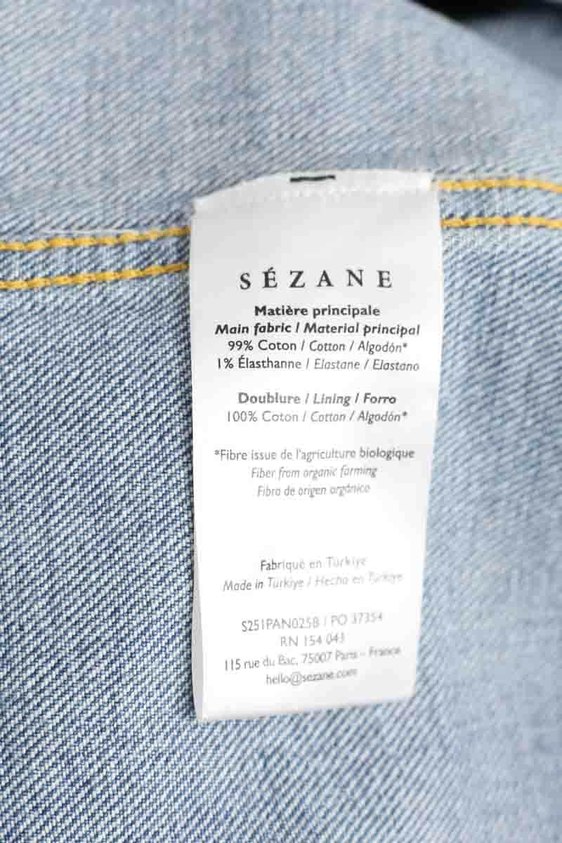 Jean large Sézane Bleu en Coton
