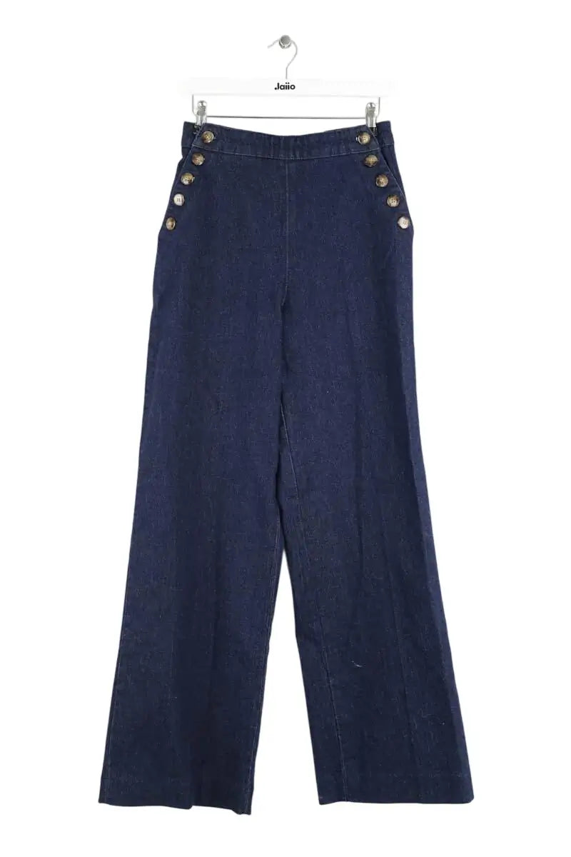 Jean large Sézane Bleu en Coton, taille M - Seconde Main