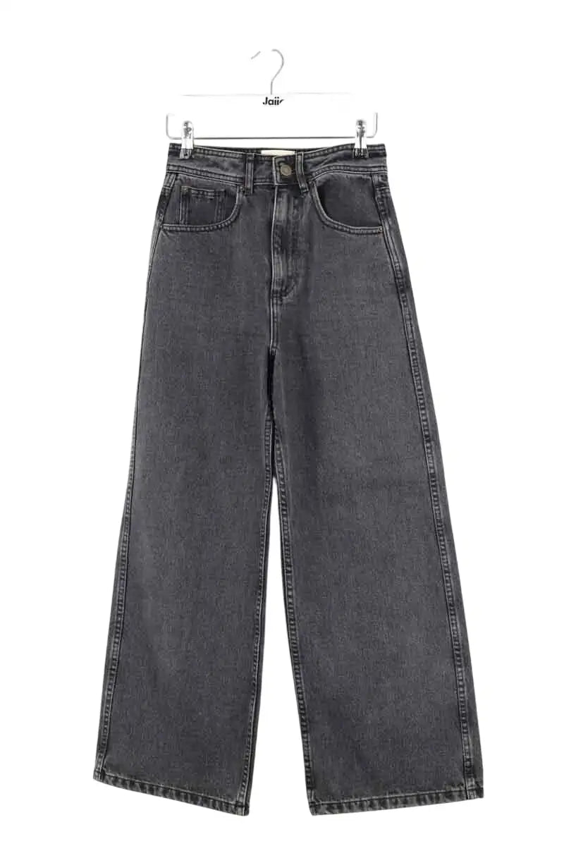 Jean large Sézane Gris en Coton, taille XS - Seconde Main