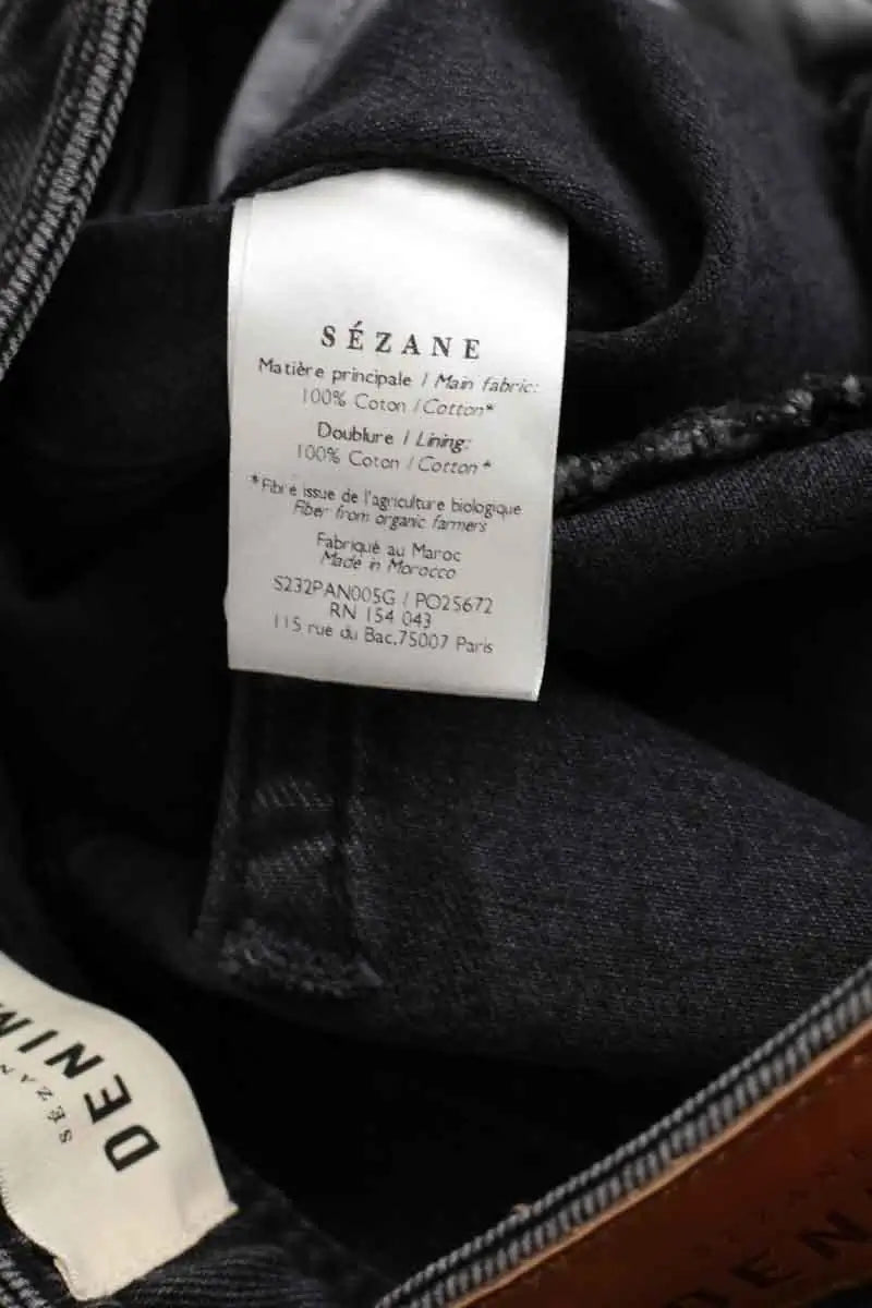 Jean large Sézane Gris en Coton