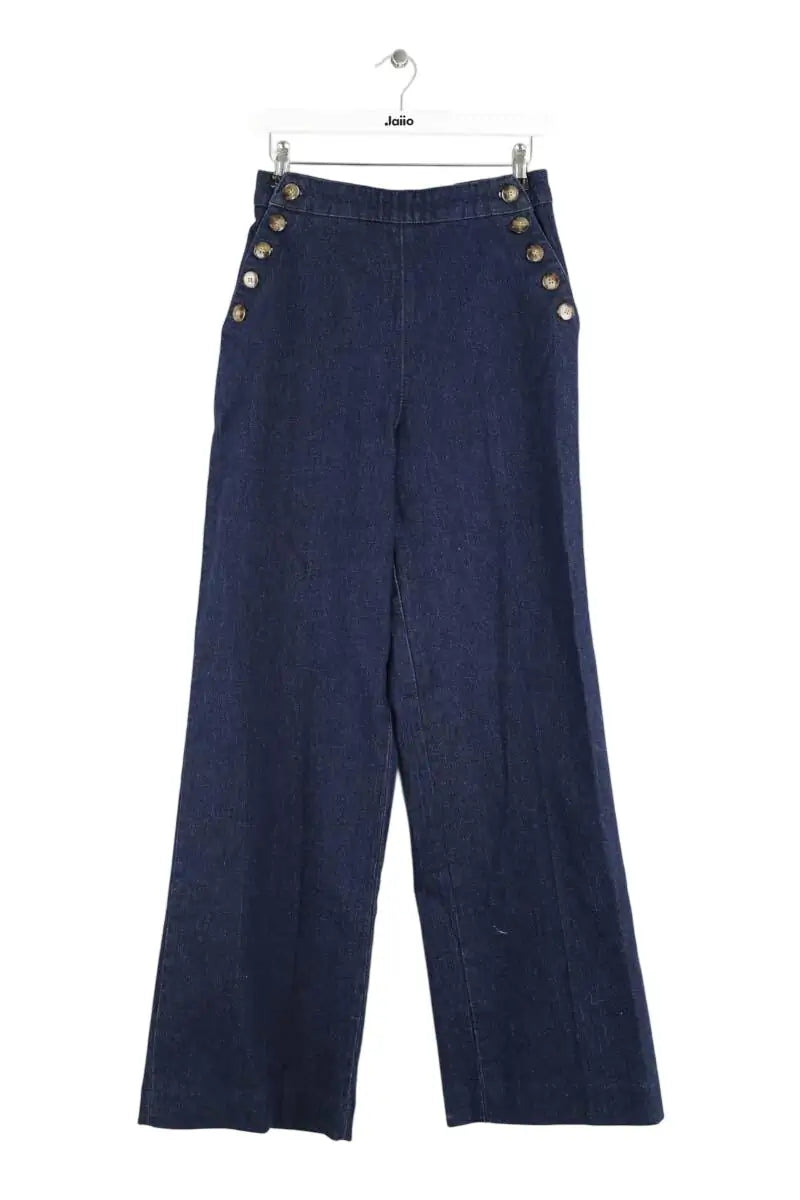 Jean large Sézane Marine en Coton, taille M - Seconde Main