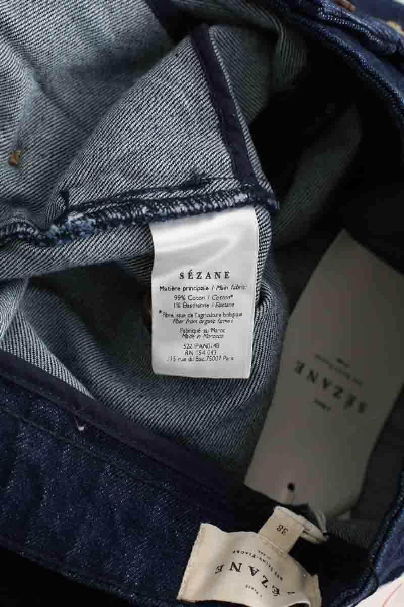 Jean large Sézane Marine en Coton