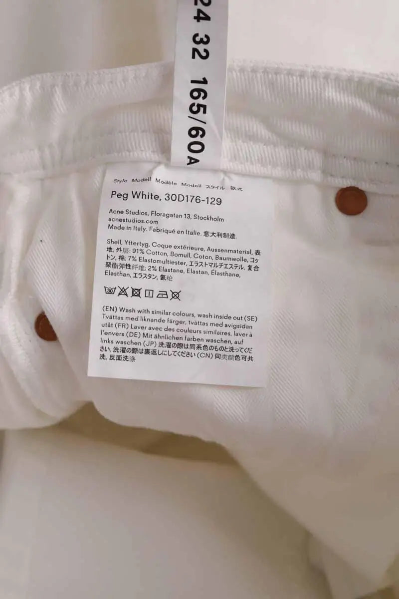 Jean slim Acne Studios Peg white Blanc en Coton