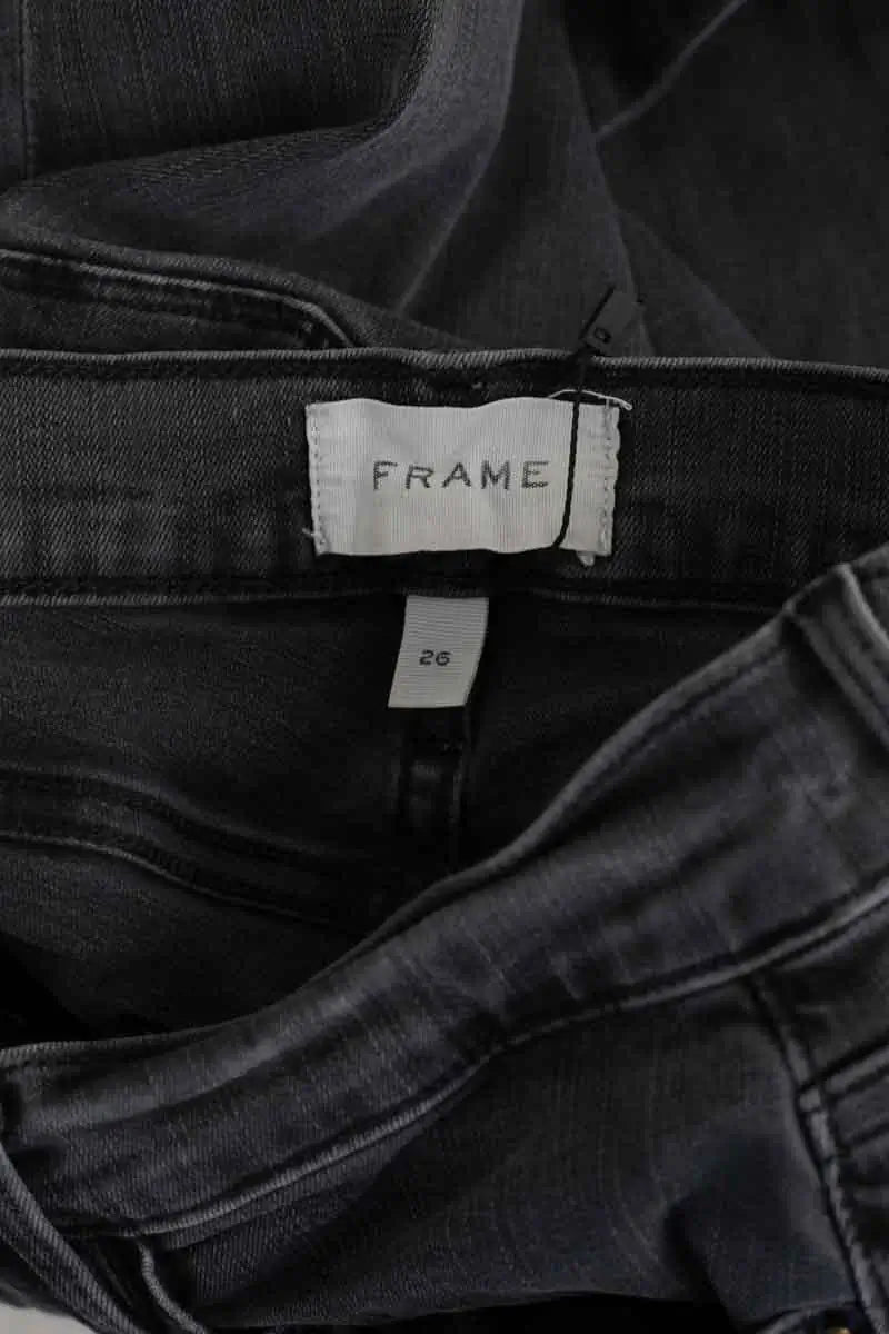 Jean slim Frame Le skinny de Jeanne Gris en Coton - élasthanne