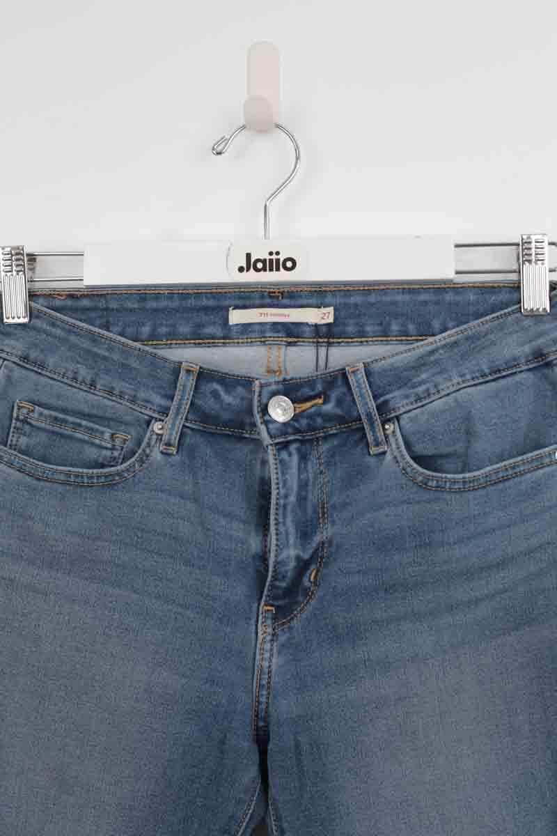 Jean slim Levi's 711 Skinny Bleu en Coton