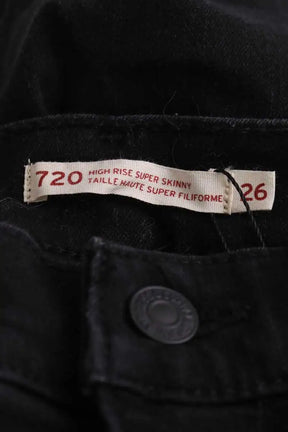 Jean slim Levi's 720 high rise skinny Noir en Coton