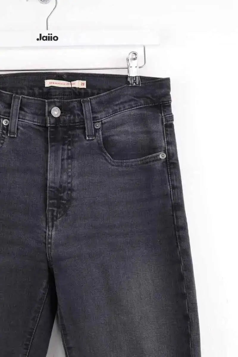 Jean slim Levi's 724 High rise straight Anthracite en Coton