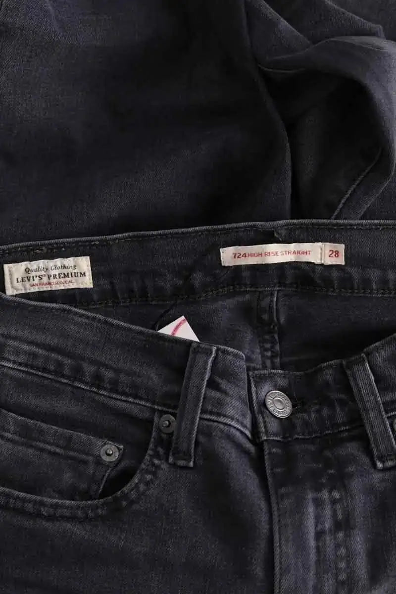Jean slim Levi's 724 High rise straight Anthracite en Coton
