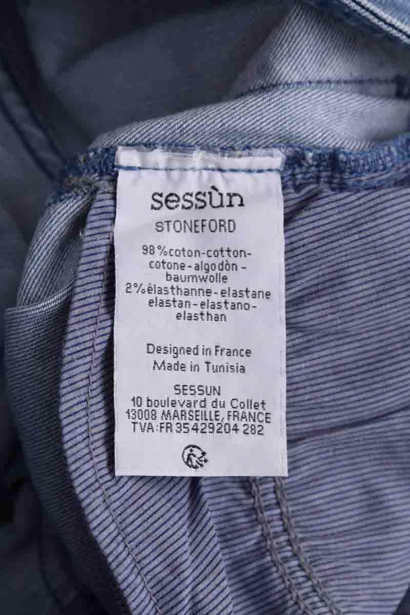 Jean slim Sessun Bleu en Coton