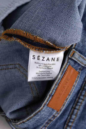 Jean slim Sézane Bleu en Coton